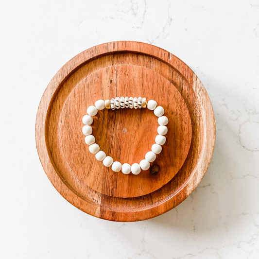 Cream + Carved Mala Bone